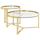 Delia 2-piece Round Nesting Table Clear and Gold - NY Furniture Direct (NY)