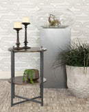 Axel Round Accent Table with Open Shelf Natural and Gunmetal - NY Furniture Direct (NY)