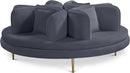Circlet Grey Velvet Round Sofa Settee