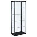 Delphinium 5-shelf Glass Curio Cabinet Black and Clear - NY Furniture Direct (NY)