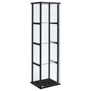 Cyclamen 4-shelf Glass Curio Cabinet Black and Clear - NY Furniture Direct (NY)