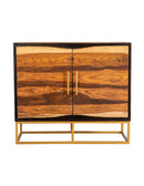 Zara 2-door Accent Cabinet Black Walnut and Gold - NY Furniture Direct (NY)