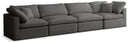 Plush Grey Velvet Standard Cloud Modular Sofa