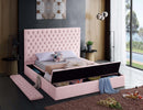 Bliss Pink Velvet Queen Bed (3 Boxes)
