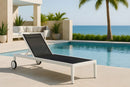 Nizuc Black Mesh Waterproof Fabric Outdoor Patio Aluminum Mesh Chaise Lounge Chair