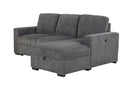 U2660 Grey L Sofa Bed Sectional Without Pullout