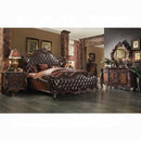 Versailles 2-Tone Dark Brown PU & Cherry Oak California King Bed - NY Furniture Direct (NY)