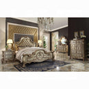 Dresden Bone PU & Gold Patina Queen Bed - NY Furniture Direct (NY)