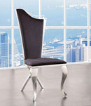 ACME Cyrene Faux Fabric Side Chair (Set of 2) in Stainless Steel 62079 - NY Furniture Direct (NY)