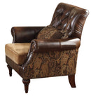 Acme Dreena Traditional Bonded Leather and Chenille Chair 05497 - NY Furniture Direct (NY)