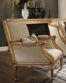 Acme Furniture Daesha Accent Chair in Tan Flannel & Antique Gold 50838 - NY Furniture Direct (NY)