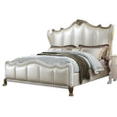 Acme Furniture Dresden II California King Bed in Pearl White PU & Gold Patina 27814CK - NY Furniture Direct (NY)