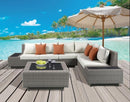 Acme Salena Patio Sectional with Cocktail Table in Beige Fabric & Gray Wicker 45020 - NY Furniture Direct (NY)