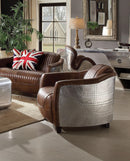 Brancaster Retro Brown Top Grain Leather & Aluminum Chair - NY Furniture Direct (NY)