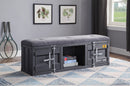 Cargo Gray Fabric & Gunmetal Bench (Storage) - NY Furniture Direct (NY)