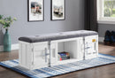 Cargo Gray Fabric & White Bench (Storage) - NY Furniture Direct (NY)