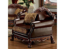 Dresden Brown PU & Chenille, Cherry Oak Chair & 1 Pillow - NY Furniture Direct (NY)