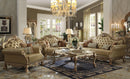 Dresden Bone PU & Gold Patina Sofa w/4 Pillows - NY Furniture Direct (NY)