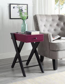 Fierce Burgundy & Black Side Table (USB Charging Dock) - NY Furniture Direct (NY)