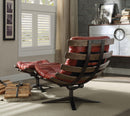 Gandy Antique Red Top Grain Leather Chair & Ottoman (2Pc Pk) - NY Furniture Direct (NY)