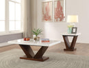 Forbes White Marble & Walnut Coffee Table - NY Furniture Direct (NY)