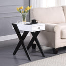Fierce White & Black Side Table (USB Charging Dock) - NY Furniture Direct (NY)