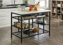 Lanzo Marble & Gunmetal Kitchen Island (Counter) - NY Furniture Direct (NY)