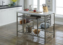 Lanzo Marble & Antique Pewter Kitchen Island (Counter) - NY Furniture Direct (NY)