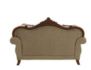 Mehadi Velvet & Walnut Loveseat w/6 Pillows - NY Furniture Direct (NY)