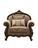 Mehadi Velvet & Walnut Chair & 2 Pillows - NY Furniture Direct (NY)