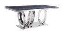 Nasir Gray Printed Faux Marble & Mirrored Silver Finish Dining Room Table - NY Furniture Direct (NY)