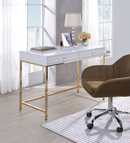 Ottey White High Gloss & Gold Desk - NY Furniture Direct (NY)