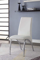 Pervis White PU & Chrome Side Chair - NY Furniture Direct (NY)