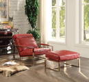 Quinto Antique Red Top Grain Leather & Stainless Steel Accent Chair - NY Furniture Direct (NY)