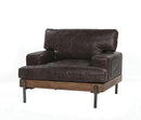 Silchester Oak & Distress Chocolate Top Grain Leather Chair - NY Furniture Direct (NY)