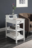 Slayer White Side Table (USB Charging Dock) - NY Furniture Direct (NY)
