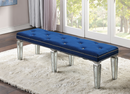 Varian Blue Velvet & Mirrored Bench - NY Furniture Direct (NY)