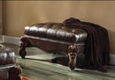 Versailles 2-Tone Dark Brown PU & Cherry Oak Ottoman - NY Furniture Direct (NY)