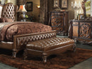 Versailles 2-Tone Light Brown PU & Cherry Oak Bench - NY Furniture Direct (NY)