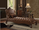 Versailles 2-Tone Light Brown PU & Cherry Oak Chaise & Pillow - NY Furniture Direct (NY)