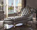Versailles Silver PU & Antique Platinum Chaise - NY Furniture Direct (NY)