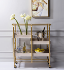 Vorrik Gold & White-Washed Serving Cart - NY Furniture Direct (NY)