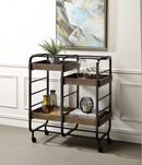 Vorrik Black & Walnut Serving Cart - NY Furniture Direct (NY)