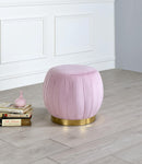 Zinnia Pink Carnation Velvet & Gold Ottoman - NY Furniture Direct (NY)