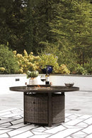 Paradise Trail Paradise Trail Fire Pit Table with 4 Nuvella Swivel Lounge Chairs - NY Furniture Direct (NY)