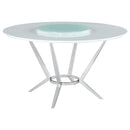 Abby Round Dining Table with Lazy Susan White and Chrome - NY Furniture Direct (NY)