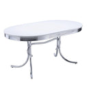 Retro Oval Dining Table Glossy White and Chrome - NY Furniture Direct (NY)