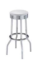 Theodore Upholstered Top Bar Stools White and Chrome (Set of 2) - NY Furniture Direct (NY)