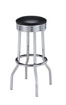 Theodore Upholstered Top Bar Stools Black and Chrome (Set of 2) - NY Furniture Direct (NY)