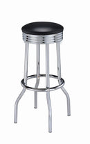 Theodore Upholstered Top Bar Stools Black and Chrome (Set of 2) - NY Furniture Direct (NY)